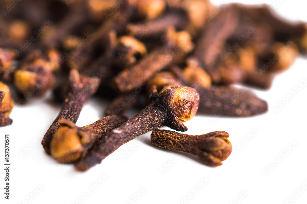 Cloves dried on white background Cloves dried on white background