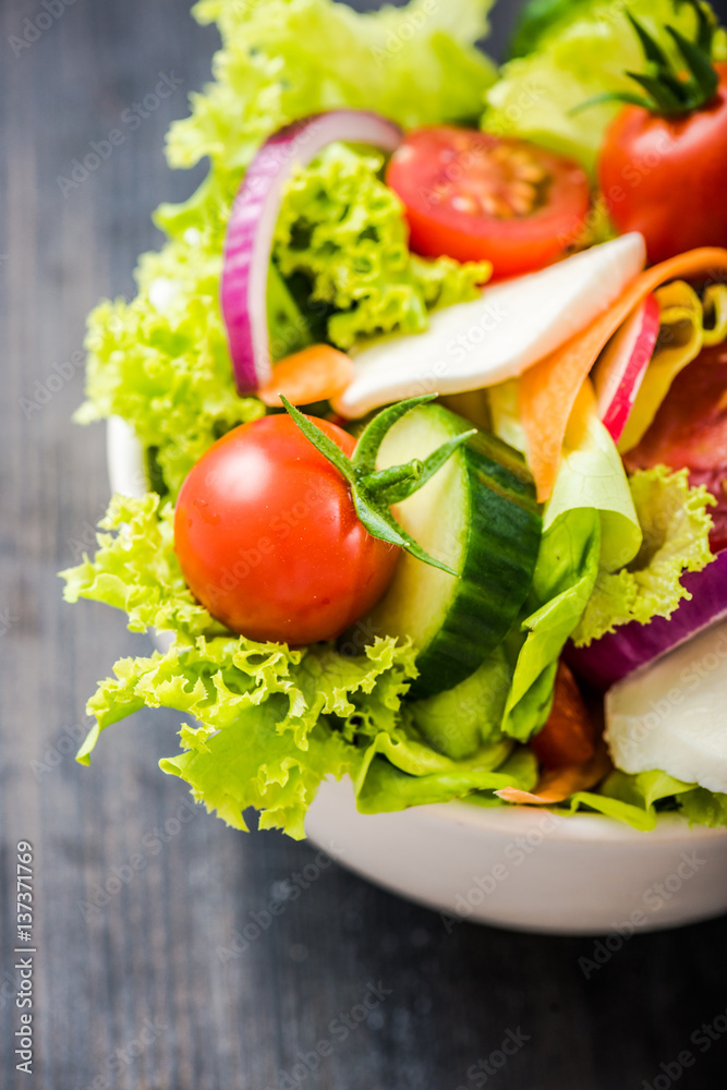 fresh healthy salad with tomatoes