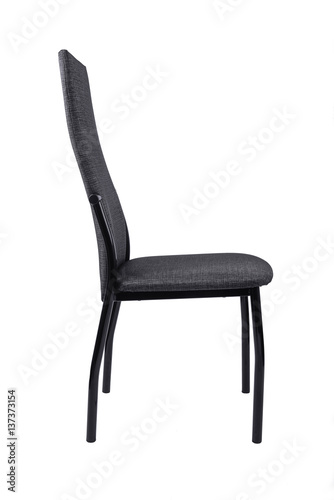 Modern black grey chair isolated on white background. Side view