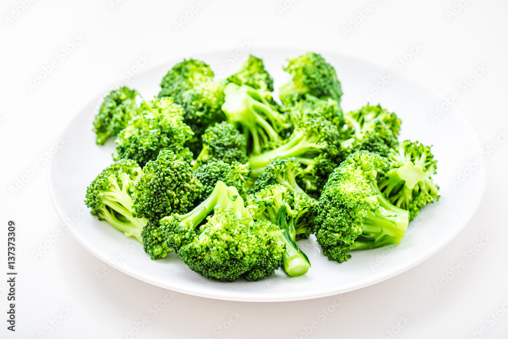 Healthy Green Organic Raw Broccoli Florets Ready for Cooking Healthy Green Organic Raw Broccoli Florets Ready for Cooking