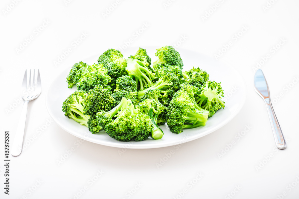 Healthy Green Organic Raw Broccoli Florets Ready for Cooking Healthy Green Organic Raw Broccoli Florets Ready for Cooking