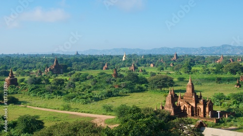 Pagodas scattering on the plains in Bagan  Myanmar