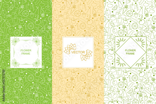 Vitamins seamless pattern. Vegetables and fruits.