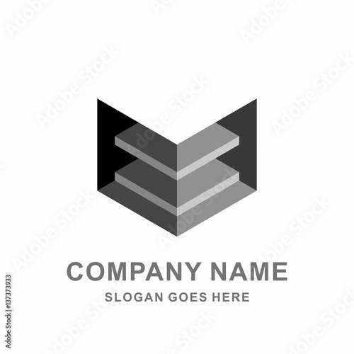 3D Geometric Square Hexagon Cube Space Building Architecture Interior Business Company Stock Vector Logo Design Template 