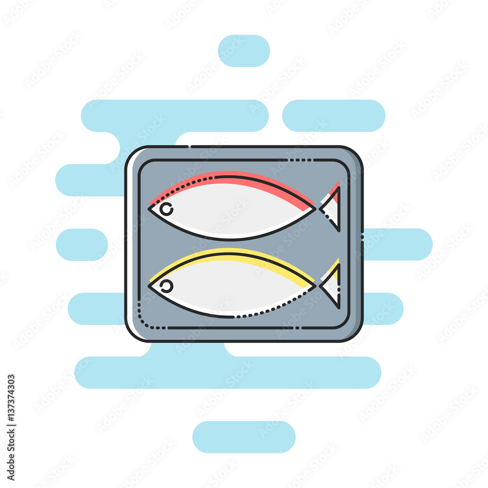 Canned fish color thin line icon. Mbe minimalism style Canned fish color thin line icon. Mbe minimalism style
