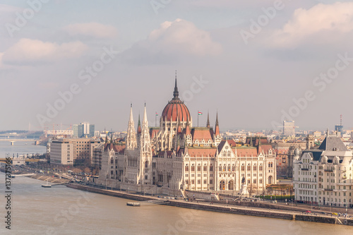 Hungarian Parliament Building on the bank of the Danube in Budapest © alesinya7