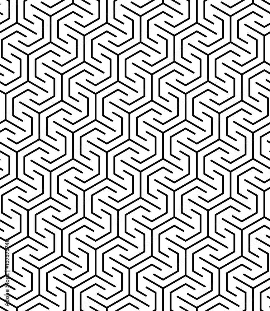 Vector seamless pattern. Modern stylish texture. Monochrome geometrical pattern. The grid of hexagonal cells.