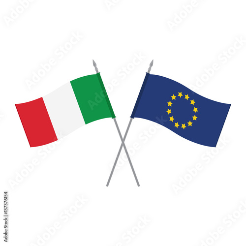 EU and Italy flags