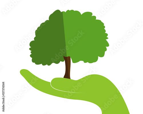 albero nel palmo della mano disegno vettoriale