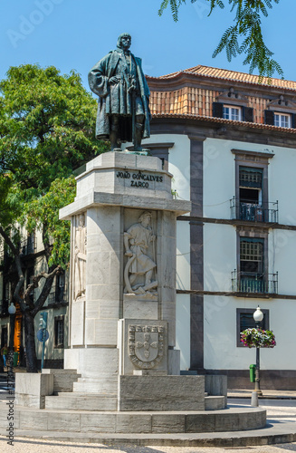 Statue Joao Gonsalves Zarco in Madeira island. photo