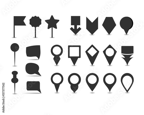 collection of black map markers
