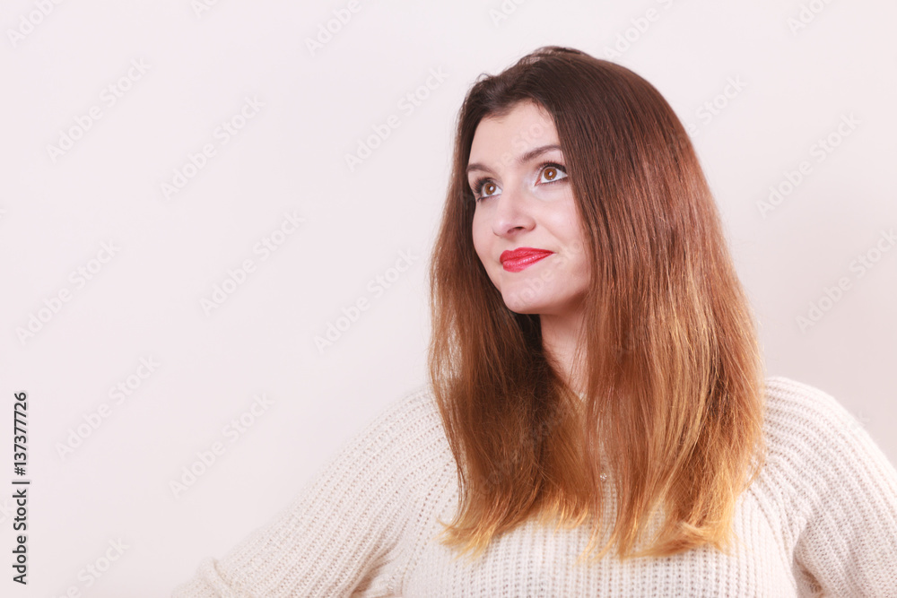 Portrait of young long hair female Portrait of young long hair female