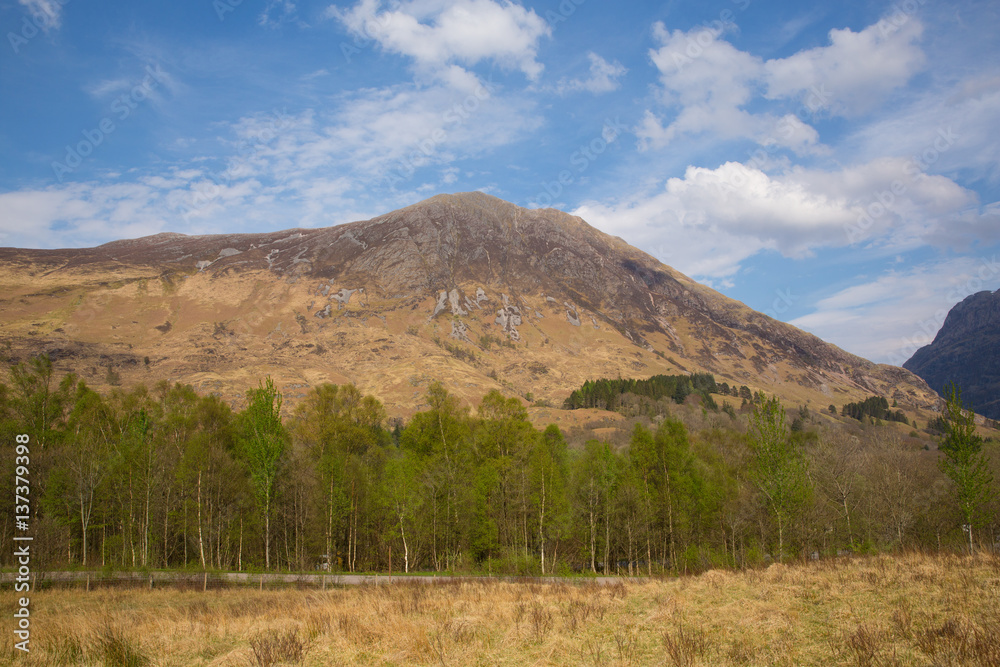 Springtime in Scotland at Glencoe stunning beautiful Scottish glen and mountains in Lochaber famous tourist destination