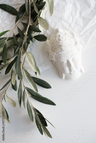 Olive branches and ceramic decor