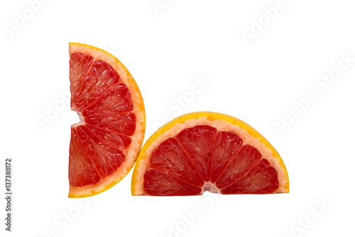 Half and slice of grapefruit isolated on white background.