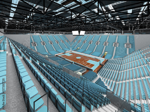 Beautiful sports arena for basketball with sky blue seats and VIP boxes © Danilo