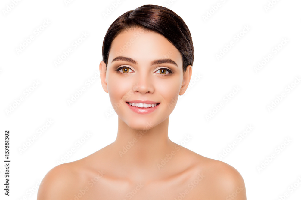 Portrait of beautiful perfect healthy woman with beaming smile Portrait of beautiful perfect healthy woman with beaming smile
