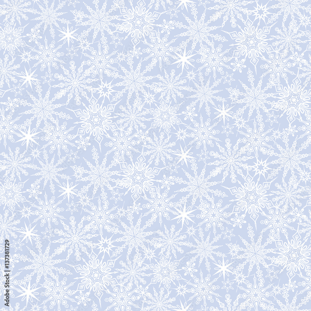 Winter pattern with various falling snowflakes Winter pattern with various falling snowflakes