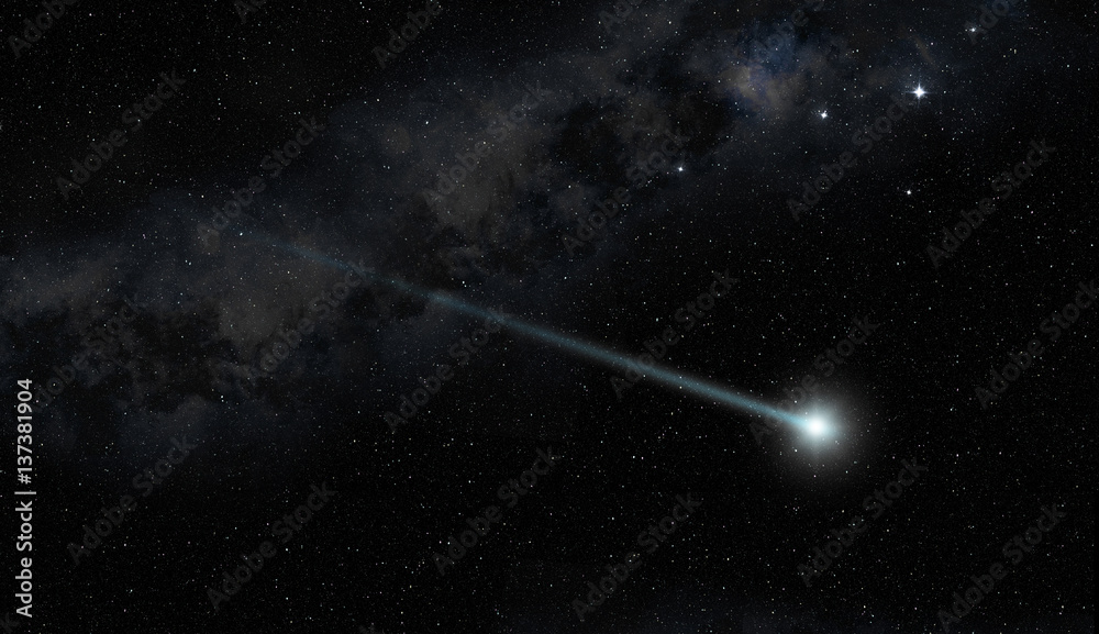 Fototapeta premium gwiazda komety migocząca na nocnym niebie