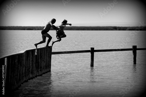 jumping into cold water