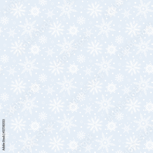 Winter pattern with various falling snowflakes