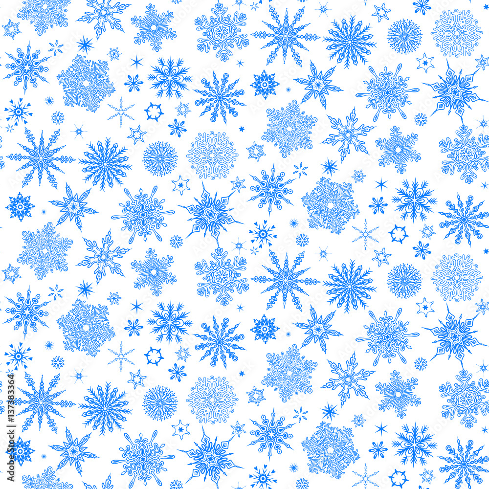 Winter pattern with falling snowflakes