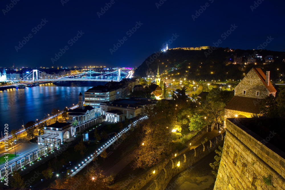 River Danube in Budapest, Hungary by night