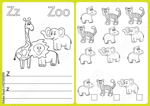 Alphabet A-Z - puzzle Worksheet, Exercises for kids - Coloring book