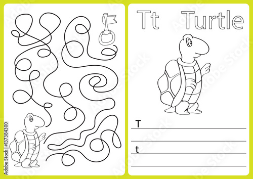 Alphabet A-Z - puzzle Worksheet, Exercises for kids - Coloring book