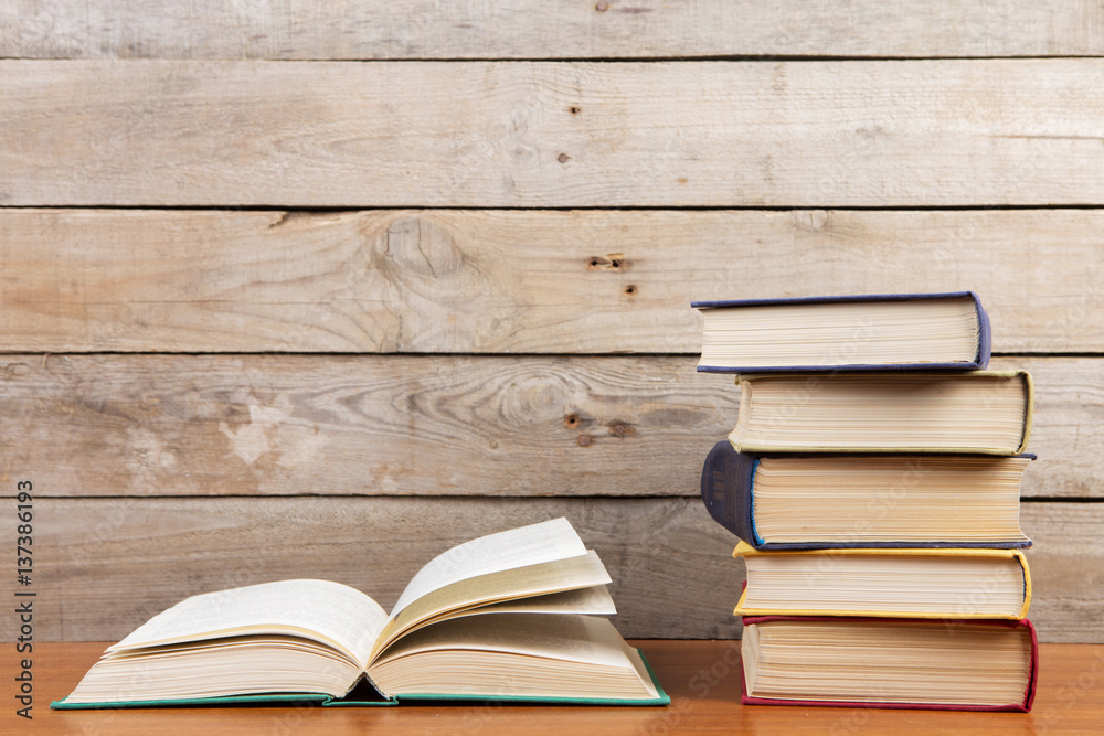 Fototapeta premium books on the wooden background