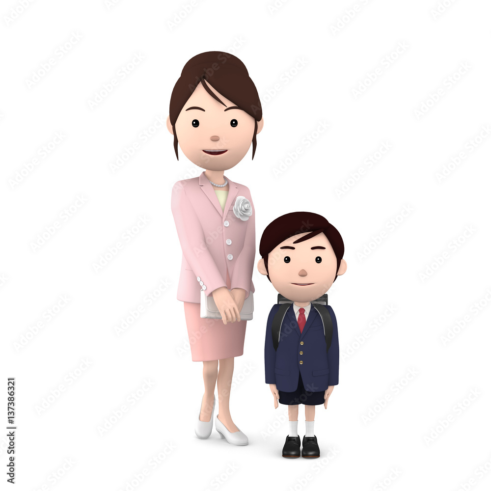 小学校入学式母と男の子03 Stock Illustration  Adobe Stock