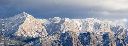 Sandia Mountains east of Rio Rancho New Mexico in winter