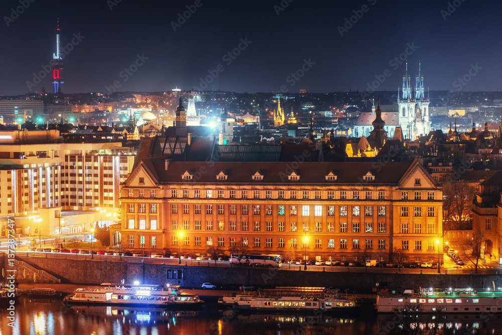 View of night Prague, Czech Republic
