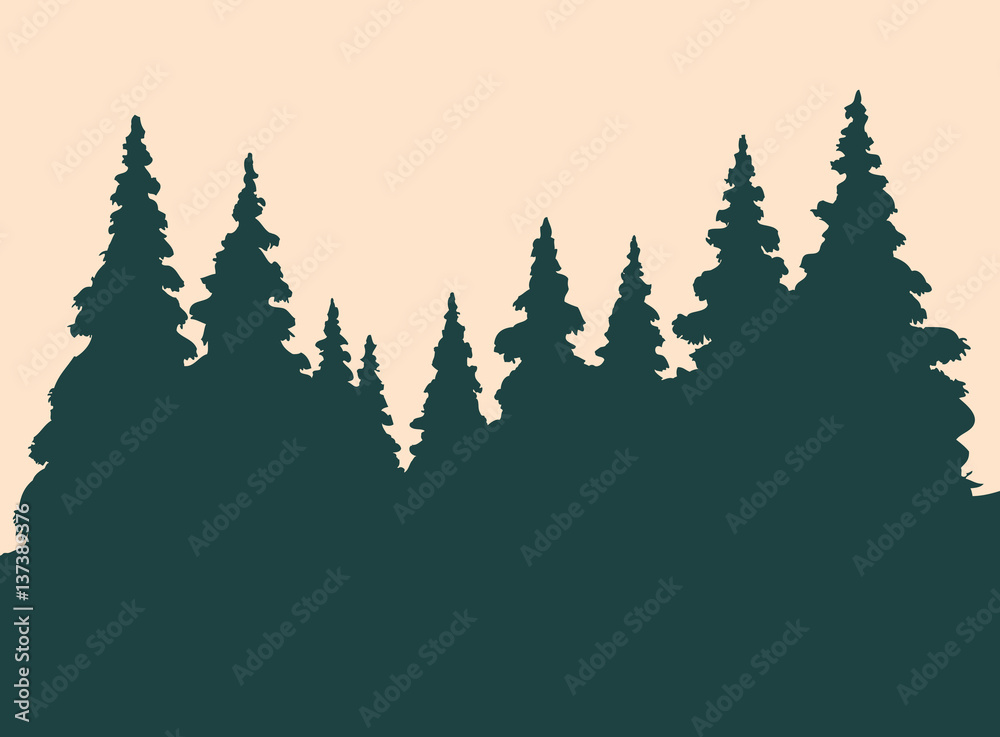 Obraz premium Vector sketch. Winter forest landscape with frozen river