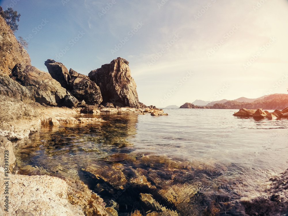 Obraz premium Panoramic view on sea coast. Beauty world. Turkey