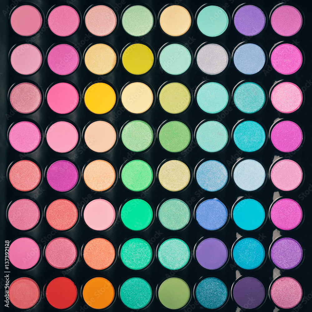 Colorful makeup palette background. Flat lay Colorful makeup palette background. Flat lay