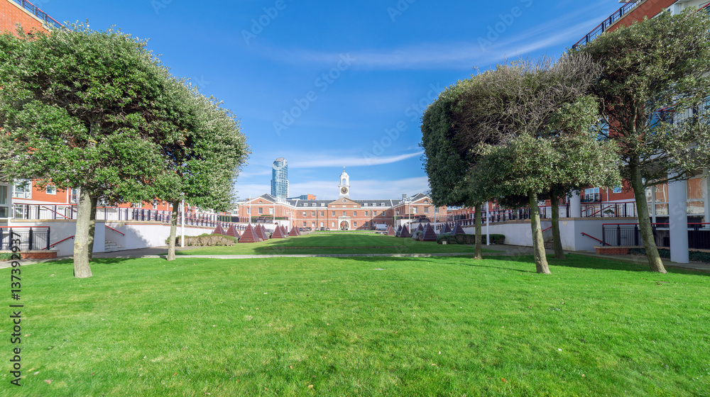 Gunwharf Quays is a former military facility in Portsmouth, UK which is now converted in to luxury homes and apartments, as shown. Gunwharf Quays is a former military facility in Portsmouth, UK which is now converted in to luxury homes and apartments, as shown.