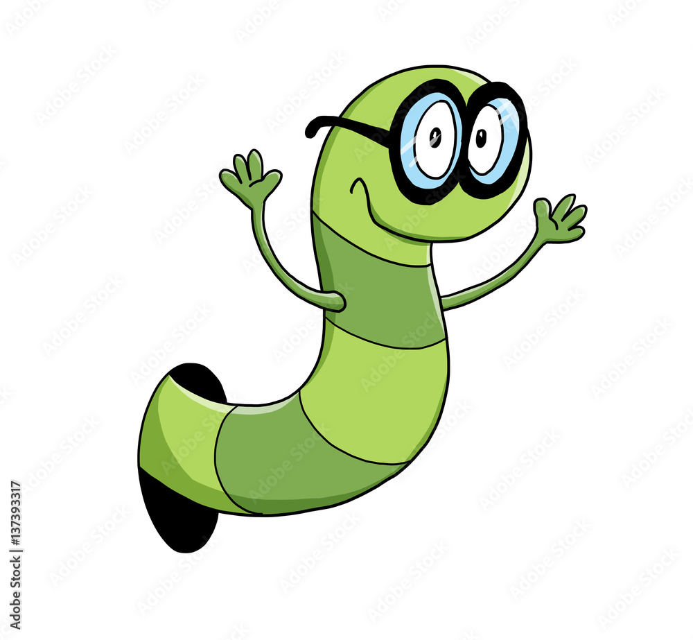 Ausmalbild Bücherwurm koloriert Ausmalbild Bücherwurm koloriert