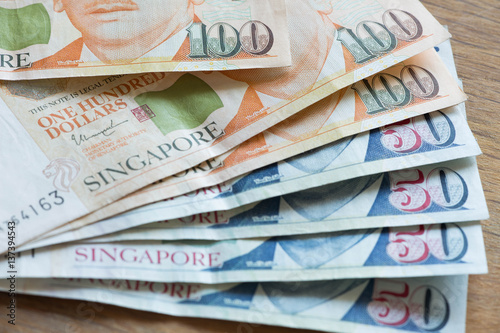 Canvas Print Singapore dollars money.