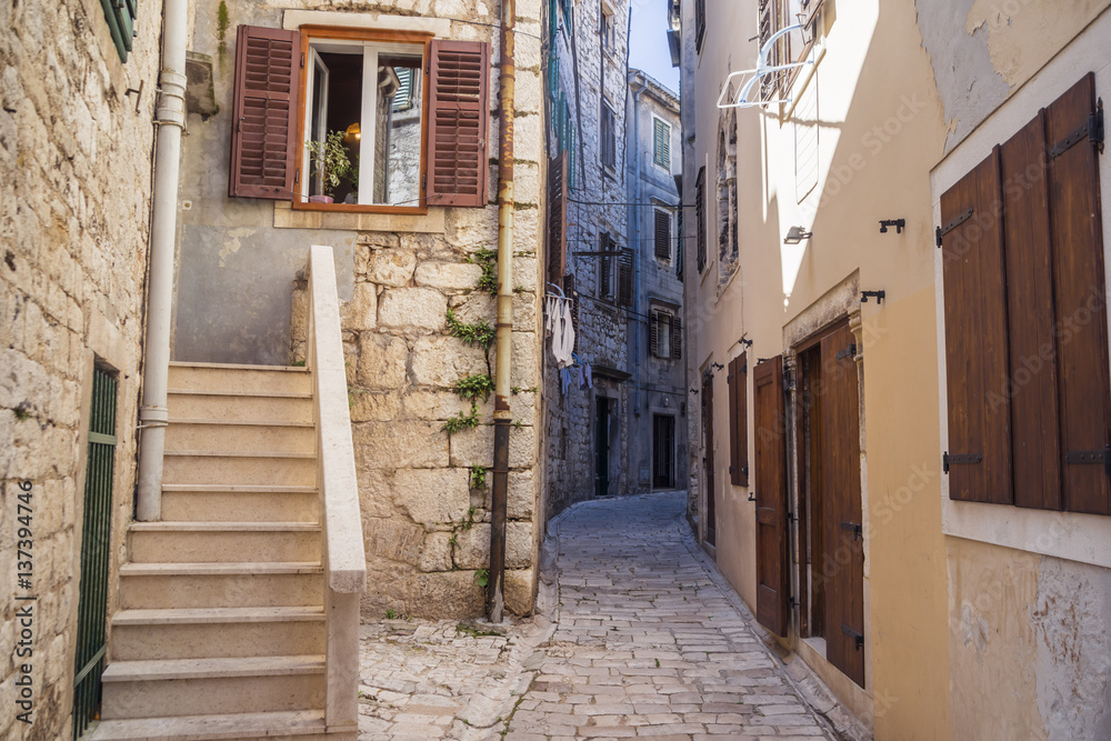 Fototapeta premium beautiful street of Sibenik, Croatia