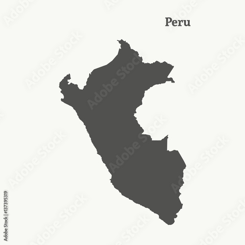 Outline map of Peru. vector illustration.