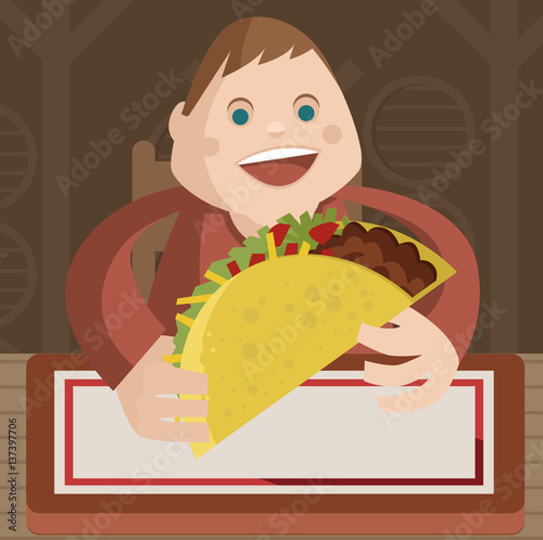 fat man eating mexican food giant taco 