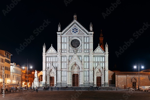 Basilica di Santa Croce Florence at night photo