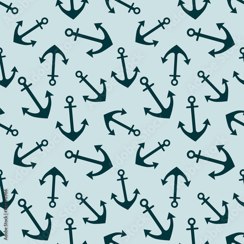 Vector seamless pattern with anchor, background, nautical theme. Graphic illustration. Template for wrapping, backgrounds, fabric, prints, decor, surface