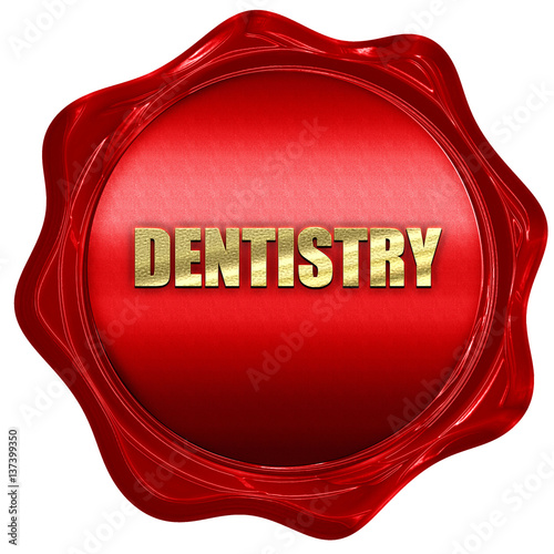 dentistry, 3D rendering, red wax stamp with text photo