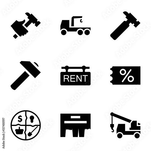 Set of 9 advertising filled icons