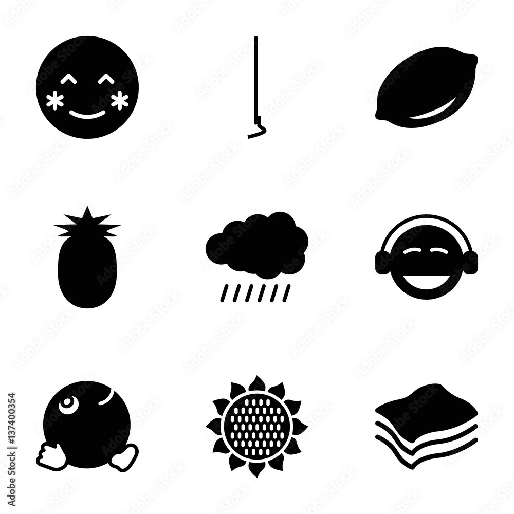 Set of 9 yellow filled icons Set of 9 yellow filled icons