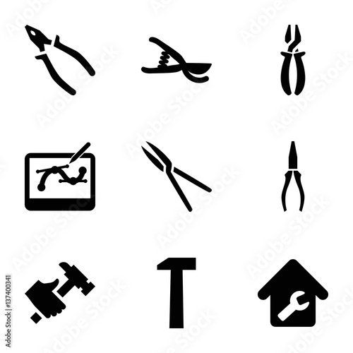 Set of 9 tools filled icons