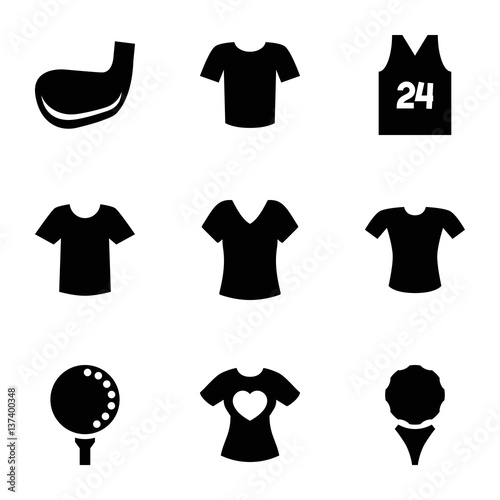 Set of 9 tee filled icons