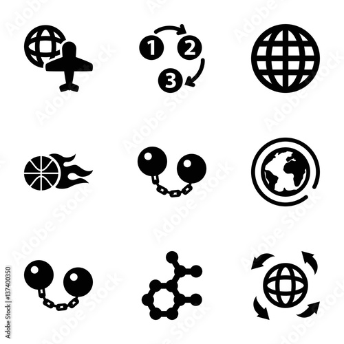 Set of 9 sphere filled icons